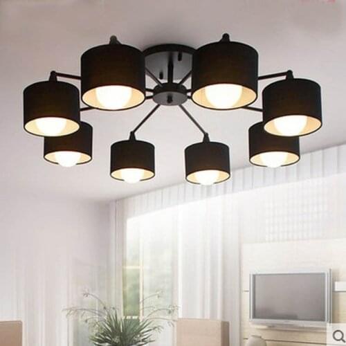 Modern LED white/black/Gold/Silver ceiling Chandeliers E27 With Lampshade simple creative Lighting Fixtures for Living room