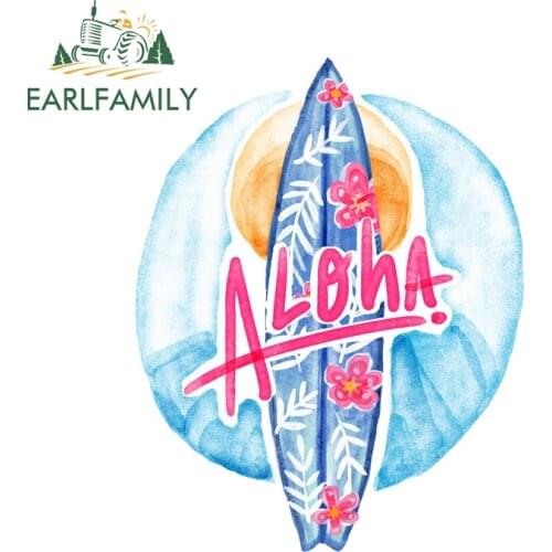 EARLFAMILY 13cm x 10.2cm for Surf Aloha Car Stickers Camper Truck Decal Vinyl Car Styling Waterproof Anime Window SUV Decoration