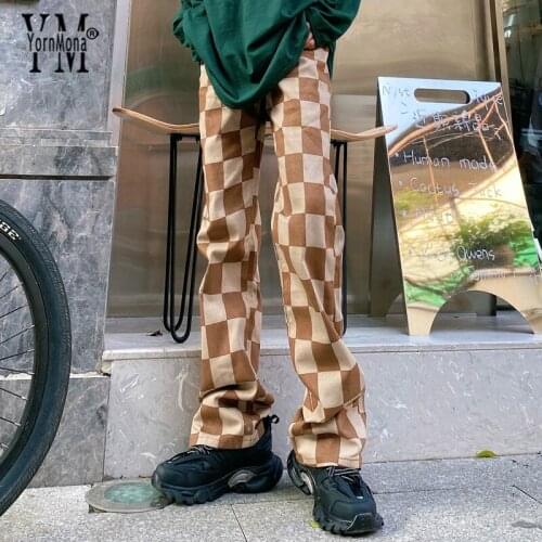YORNMONA Women's Plaid Trousers