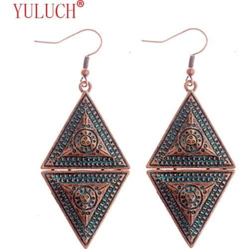 YULUCH Fashion new design geometric zinc alloy carving sun flower pendant retro pop women earrings jewelry