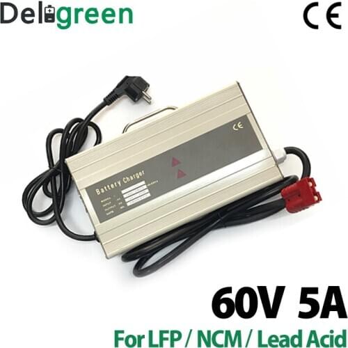 60V 5A Car Battery Charger Portable Scooter Battery Charger 60V Full Capacity for LiFePo4 LiNCM Lead acid battery Lto battery
