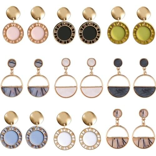 2019 Fashion Geometric Round Acrylic Dangle Earrings For Women Vintage Sequin Drop Earring Statement Female Jewelry Gifts