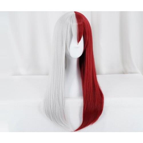 Sixth My Hero Academia Todoroki Shoto Women Sex Long Wig Cosplay Costume Boku no Hero Academia Red and White Hair Wigs