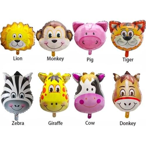 10/30/50pcs Animal Head Foil Helium Balloons 1st Birthday Party Decoration Kids Toys Baby Shower Zoo Theme Party Supplies Globos