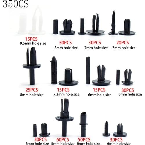 12 Size 350Pcs Auto Fastener Clips Vehicle Retainer Rivet Door Panel Fender Liner Bumper Fender Trim Plastic Mixed Car Clips