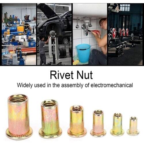 161Pcs Flat Head Blind Rivet Nuts Colour Zinc Plated Metric Thread Insert Nut Screw Blind Rivet Nut Set With Box
