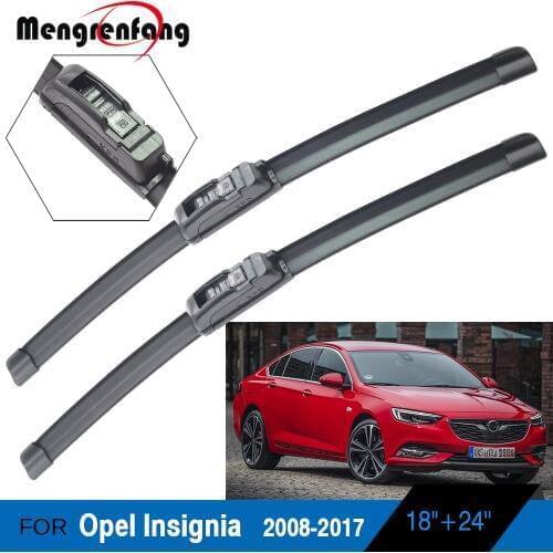 2 X Car Front Windscreen Wiper Frameless Soft Rubber Wiper Blades J Hook For Opel Insignia 2008-2017