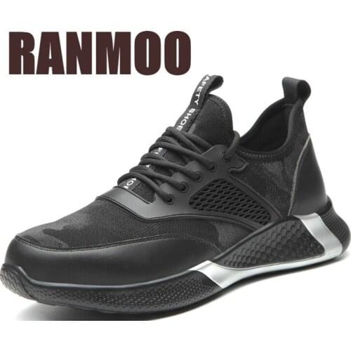 2021 Men Steel Toe Working Safety Shoes Outdoor Lightweight Casual Comfort Mesh Sneakers Soft Breathable Shoes Big Size