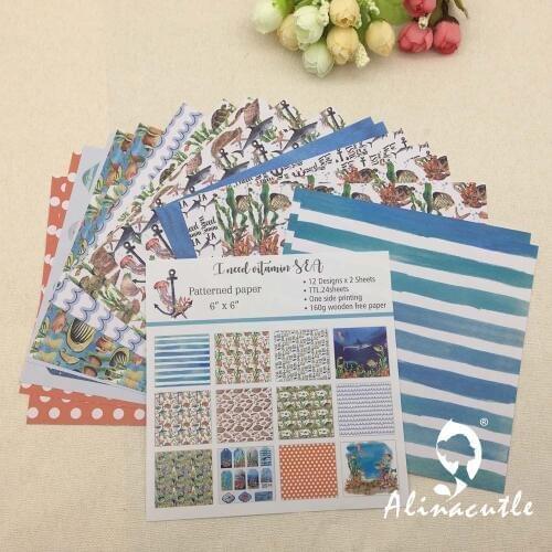 24 sheet 6"X6" i need vitamin sea AlinaCraft Scrapbooking design patterned paper pack andmade craft paper craft Background pad