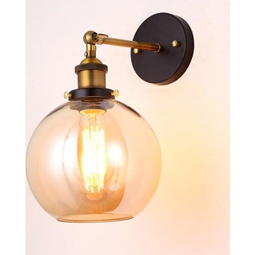 American Wall Lamp Industrial Vintage Loft Style Wall Light for Bedside Wall Sconce Glass Iron Art Edison E27 Lighting Fixtures