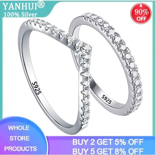 White Gold Color Women Finger Stacking Bands Ring High Quality Clear CZ Diamond 925 Silver Wedding Bands No Fade Allergy Free