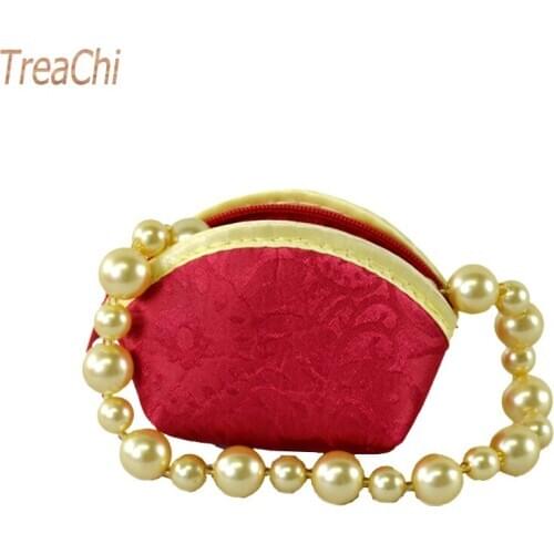 Designer Gift Bag Coin Purse Wedding Favor Bag Fashion Chinese Style Silk Jewelry Zipper Pouch Small Seashell Jewelry Packaging