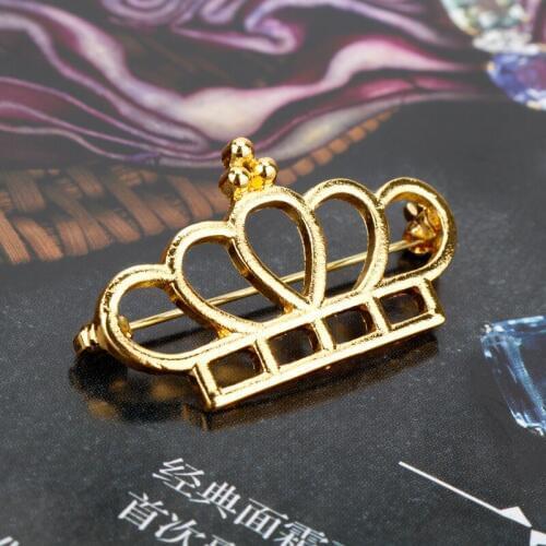 Dongsheng Fashion Charm Golden Crown Brooch Retro Big Royal Brooch Woman Jewelry Corsage Handmade -40