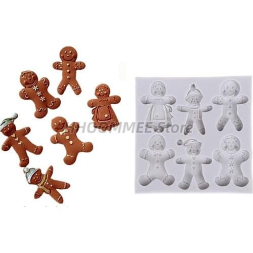 Chocolate Candy Clay Mold Gingerbread Man Christmas Series Silicone Mold Fondant Cake Mold Kitchen Cooking Tools