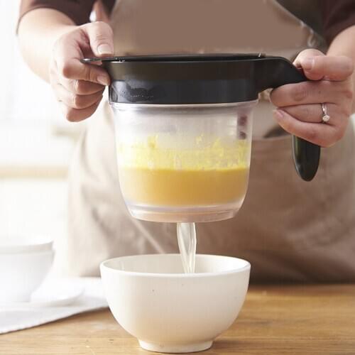 Fat Separator With Bottom Release Strainer filter soup residue oil separator with filter oil can Creative kitchen tool 1000ML