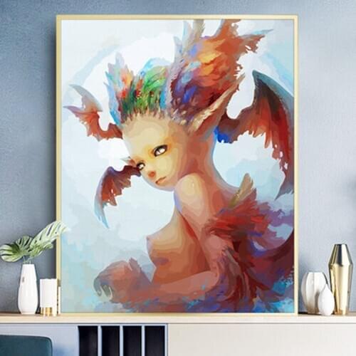 Painting By Numbers DIY Cartoon Girl Handmade Gift Paint By Number Canvas Kits Figure Acrylic Paint Decoration