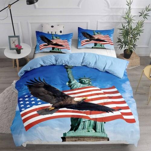 Eagle the Statue of Liberty Bedding Set American Flag Duvet Cover Sets Comforter Bed Linen Twin Queen King Single Size Dropship