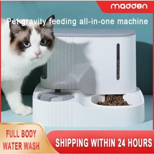 MADDEN Pet Automatic Feeder Set Large Capacity Cat Food Dispenser Auto Dogs Water Drinking Fountain Pets Bowl Feeding Container