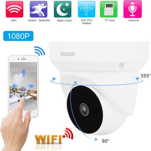 Security camera 1080P WiFi PTZ Dome Camera Motion Detection 2‑Way Audio Infrared Night Vision for Home Security 100‑240V