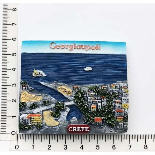 Crete Greece)Fridge Magnet,Creative Travel Commemorate Crafts 3D Ornaments Magnetism Resin Material Refrigerator Stickers