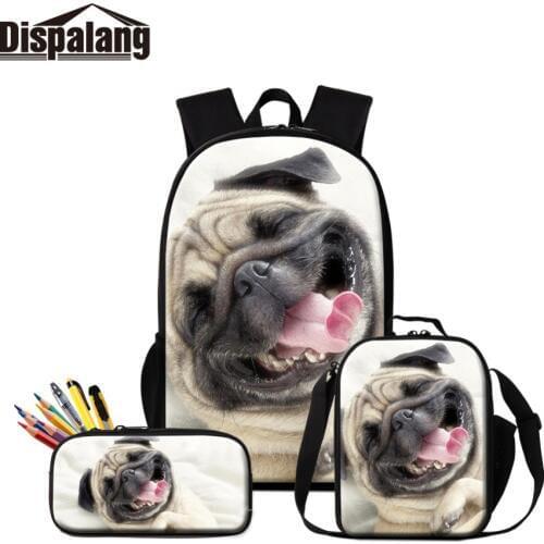 Dispalang Customized Your Own Backpack Lunch Sack Pencil Case Bag for Teenager Pretty Dog Prints Dropshipping Girls Gift Canvas