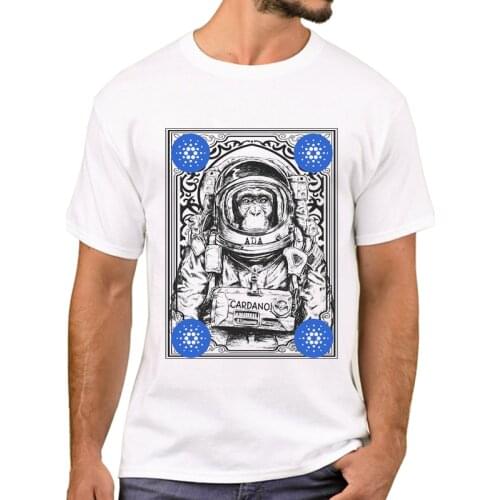 TEEHUB Cardano ADA Cryptocurrency Men Fashion T-Shirt Short Sleeve Tshirts Space Monkey Printed T Shirts Funny Tee