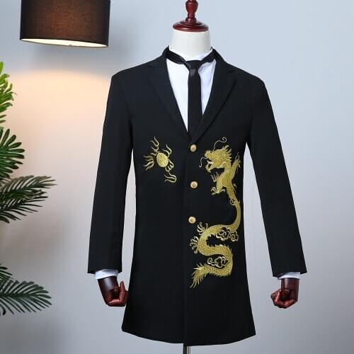 Suits embroidered embroidered dragon characteristics gentleman personality costume chorus work uniforms KTV male models
