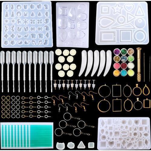 Silicone Resin Kits Jewelry Casting Mold Tools Set Included Jewelry Pendant Moulds, Stud Earrings, Eye Screw Pins And Making
