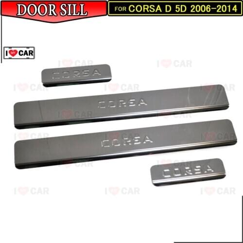 Door sills for Opel Corsa D 5D 2006-2014 scuff plate guard stainless door sills sticker car styling inter decoration protection
