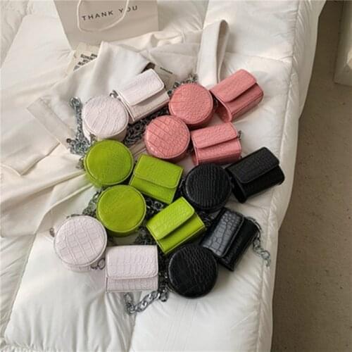 Candy color personality stone pattern chain two-piece flip small square bag 2021 new fashion one-shoulder messenger bag