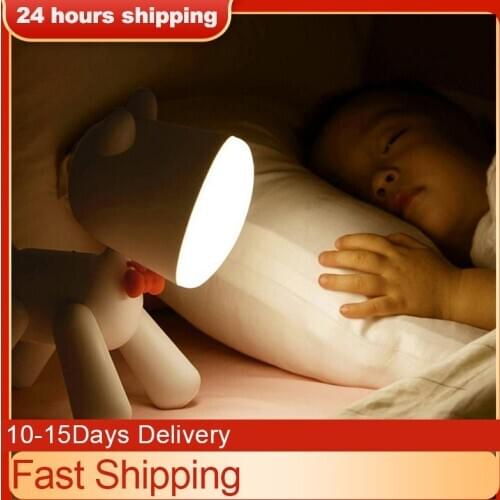 Nightlight Child Rechargeable USB Dog Lamp Silicone Puppy Lamp Baby Night Light Children Kids Baby Bedroom Gifts Supplies