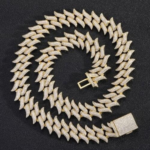 New Miami Spiked Thorns Cuban Chain Full Cubic Zircon Hip Hop Jewelry Mens Necklace