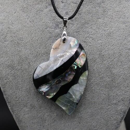 Natural Shell Necklace With Rope Length 55+5cm Exquisite Heart-Shaped Necklace Pendant For Unisex Charm Jewelry Gift 42x56mm