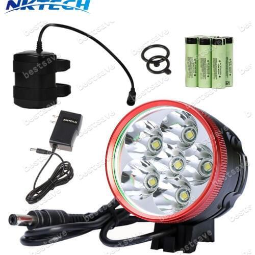 NKTECH N6 6x T6 LED Cycling Bike Bicycle Front Headlamp Headlight Lamp Light U2 Torch +15000mAh Battery + 8.4V Power Adapter