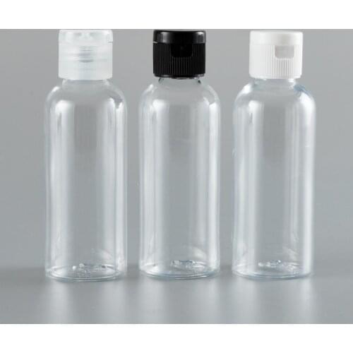 80ML X 50 Empty Transparent Cosmetic PET Refillable Bottle With Plastic Flip Top Cap 80cc Capacity Shampoo Container