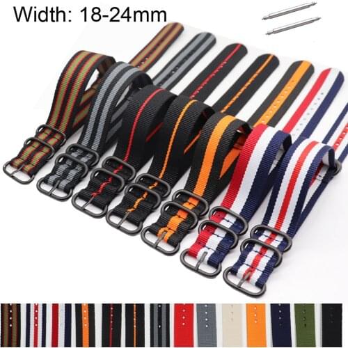 18mm 20mm 22mm 24mm Sports Fabric Watch Strap for Men Women Premium Nylon NATO Watch Band with Black Stainless Steel Buckle