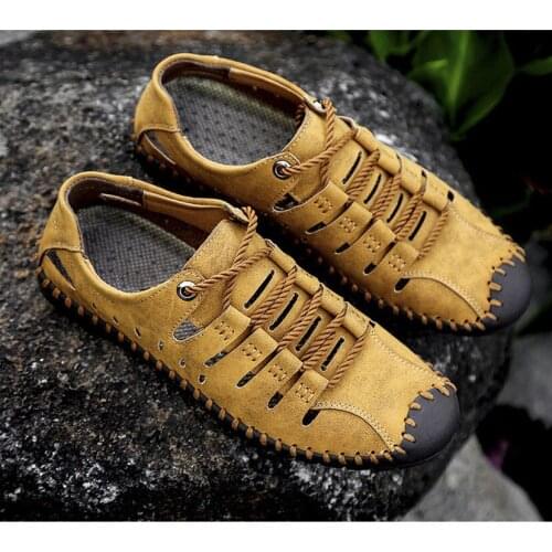 Summer Mens Flat Single Shoes Breathable Mens Sandals High Quality PU Walking Casual Shoes Men Beach Sandals Sandalias Hombre