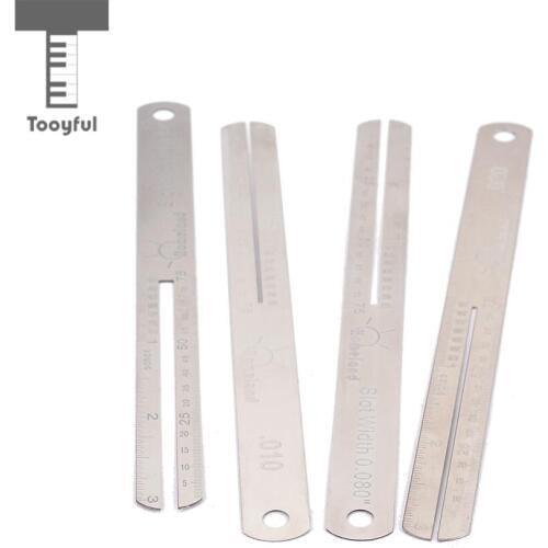 Tooyful 4 Pieces Stainless Steel Fretboard Fret Protectors Measuring Rulers for Guitar Bass Mandolin Parts Luthier Tools