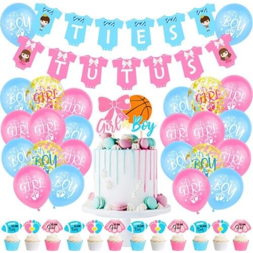 Gender Reveal Party Supplies Banner Baby Shower 1st Birthday Party Decorations Boy Or Girl Latex Balloons Wedding Party Toppers