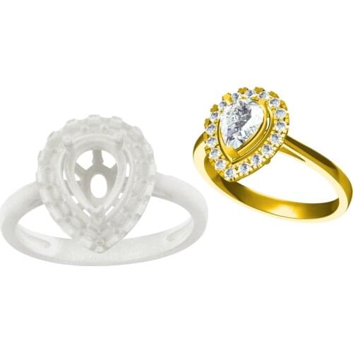 High Wax Contained Castable Resins Printing Services for Love Heart Shape Ring with Stones 3D STL 3dm CAD Files