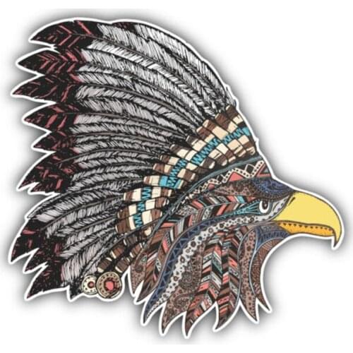 Amusing 12.9CM*12.1CM Creative Indian Eagle Head Decal Funny Body PVC Car Sticker
