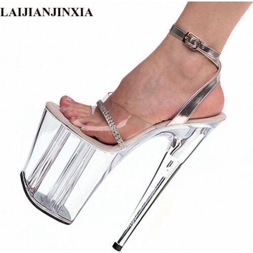 LAIJIANJINXIA New Women Clear Platform Sexy Sandals For Women Wedding Shoes 20cm Pole Dancing High Heels Dance Shoes