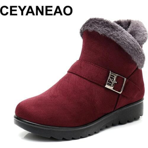 Women Snow Boots Warm Short Fur Plush Winter Ankle Boot Plus Size Platform Ladies Suede Zip Shoes Female Comfort Drop Shipping