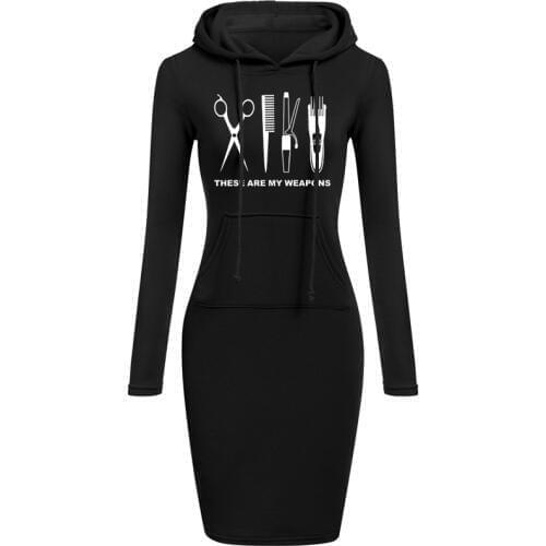 Barber Dress Women Hooded long Sleeve O-Neck Cotton Hairdresser Weapon Dresses Girls Woman scissors Clothing Tops clothing