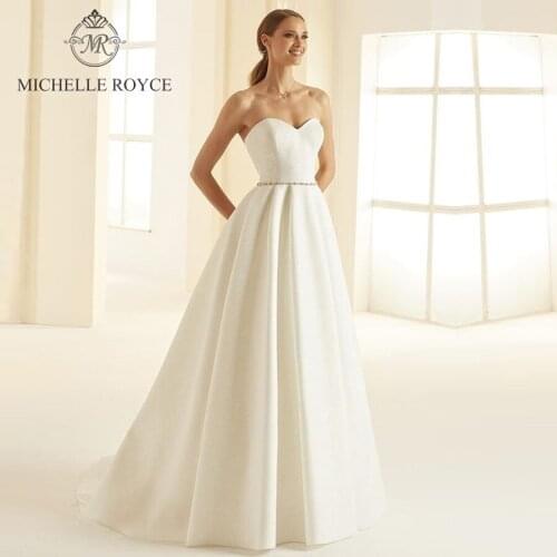 Michelle Royce A-Ling Wedding Dresses 2020 Sweetheart sleeveless Elegant Sexy Beading Sashes Zipper Court Train Vestido De Noiva