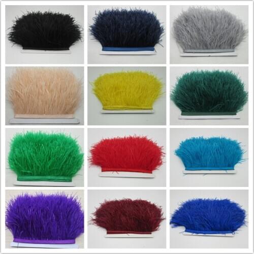 1 Meter Width 8-10 CM Fashion Fluffy Dyed Multicolored Ostrich Feather Ribbon Trimming Fringe Trim Apparel Decoration