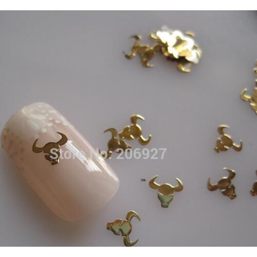 MS251-2 100pcs Gold Cute Taurus Constellation Metal Sticker Nail Art Metal Sticker Nail Art Decoration Non-adhesive Sticker