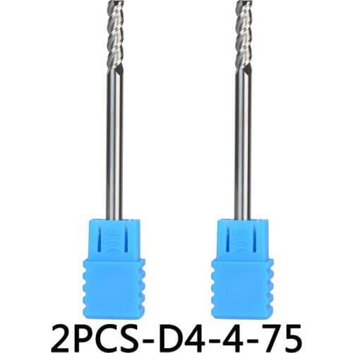 2pcs/lot D4-4-75 Tungsten Steel End Mills 3 Flute Long Cutting Edge and Flattened Head Milling Cutters Machining for Aluminum