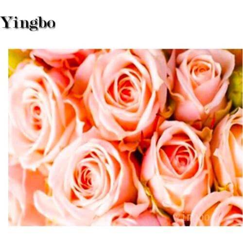 5D Diamond Painting Pink Rose Flower Diamond Mosaic DIY Diamond Embroidery Cross Stitch Kit Rhinestone Full Drill Square Decor