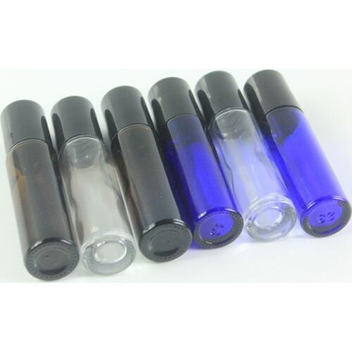600pcs/lot 10ml(1/3oz) Amber,Clear and Blue Thick Glass Roll On Essential Oil Empty Parfum Bottles Roller Ball DHL FREE